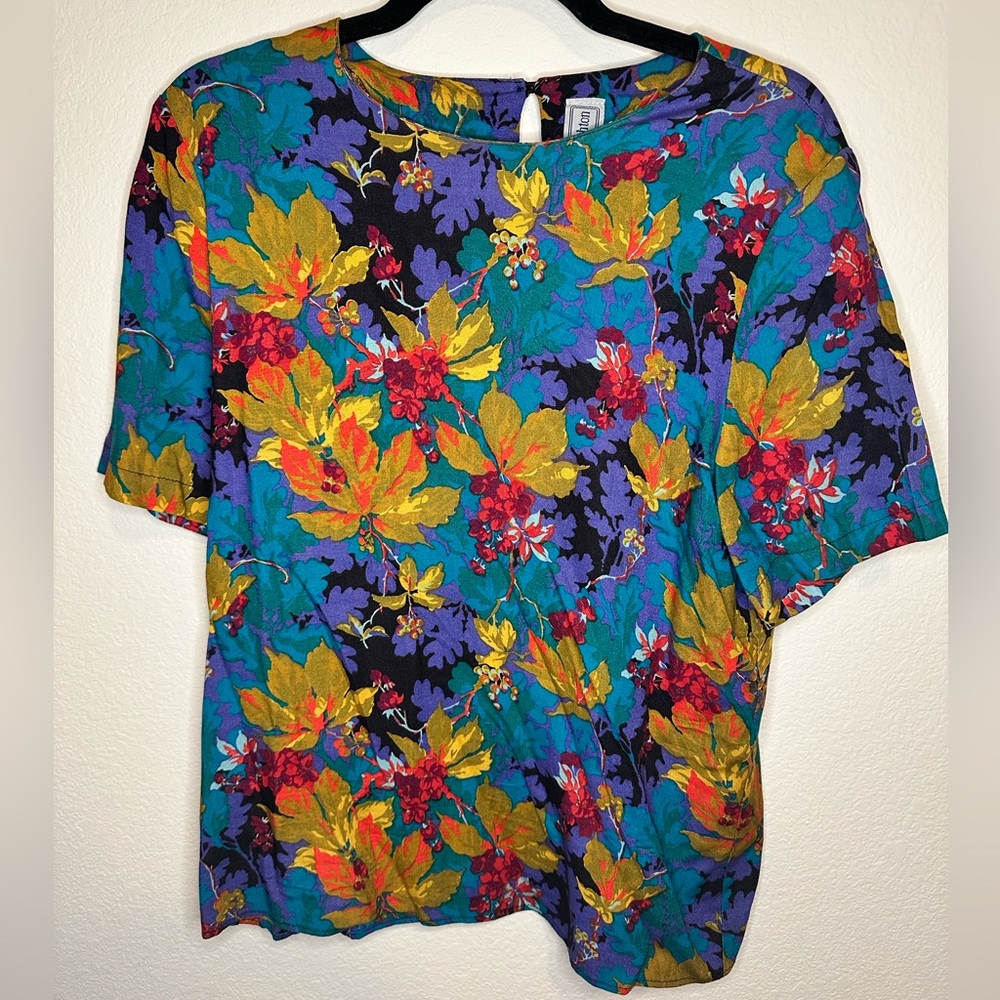 Norton McNaughton - floral blouse - blue - size 10 - 100% rayon
